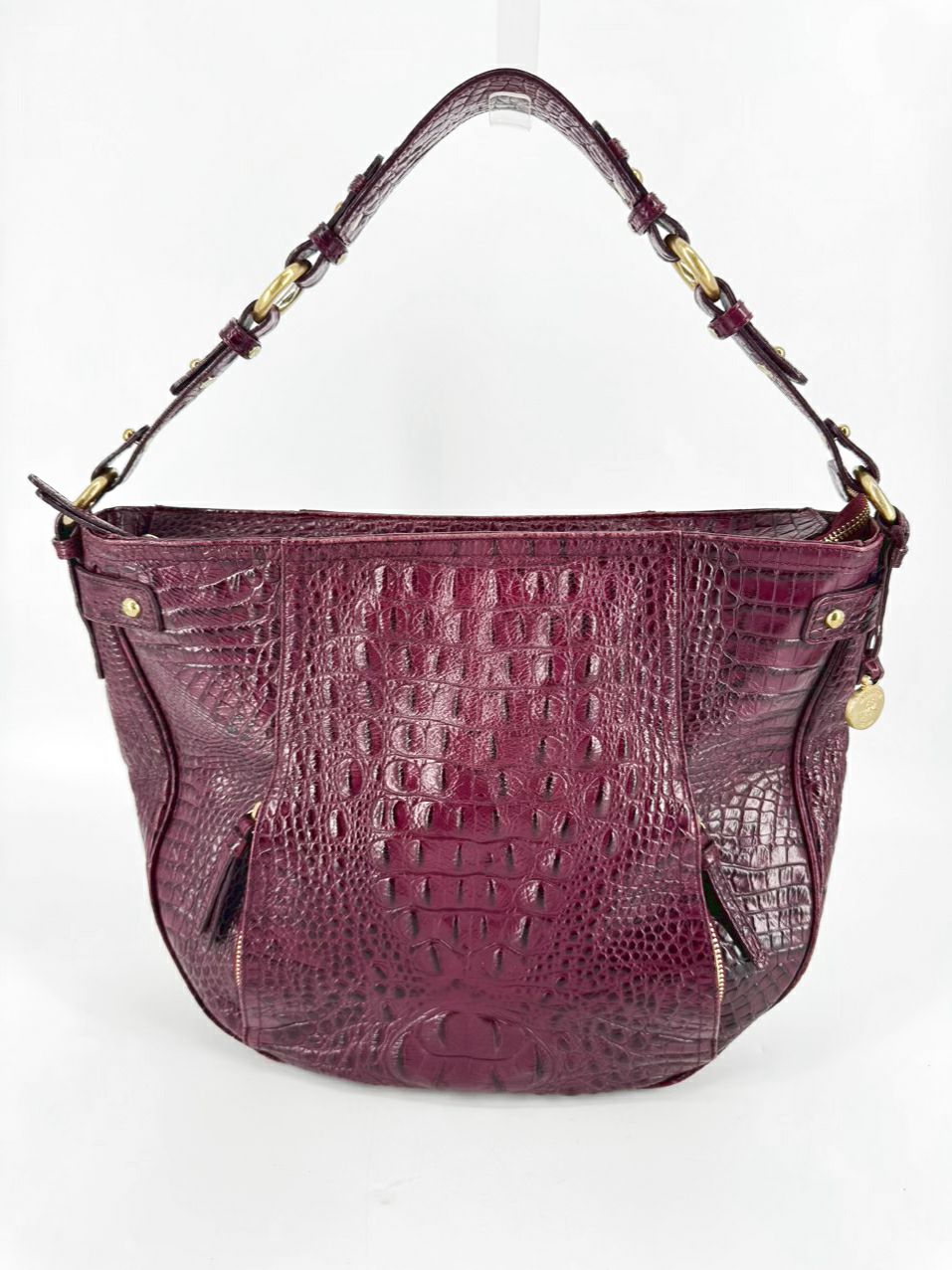 BRAHMIN Merlot Embossed Croc Leather Purse