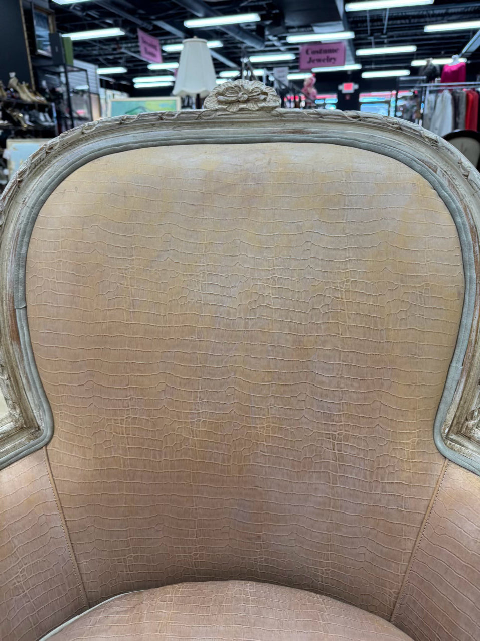 Salmon Leather-Look French Chair