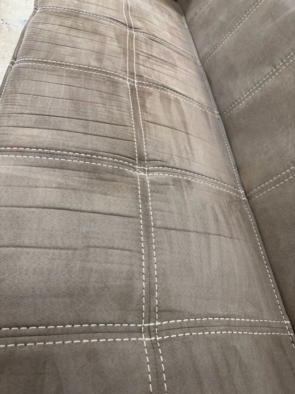 Beige Midcentury Modern Square Arm Sofa