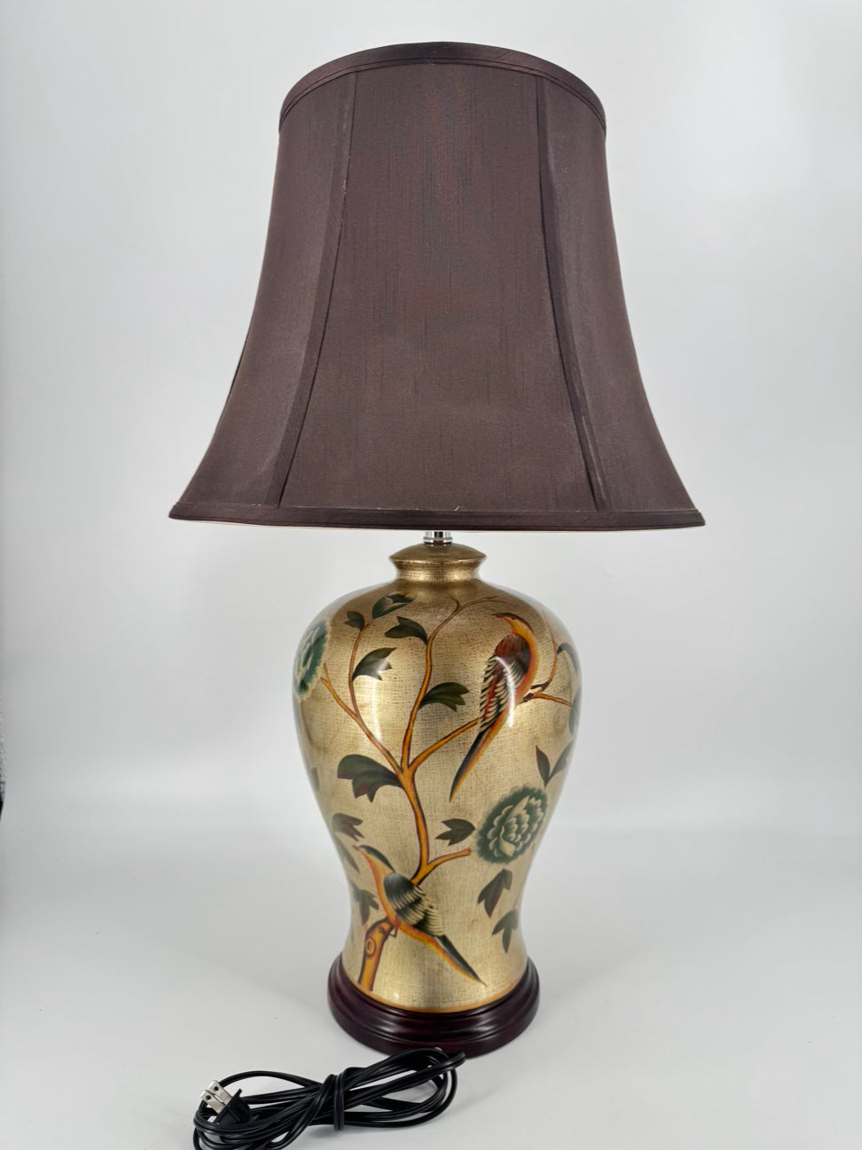 Gold & Green Ceramic Birds Lamp