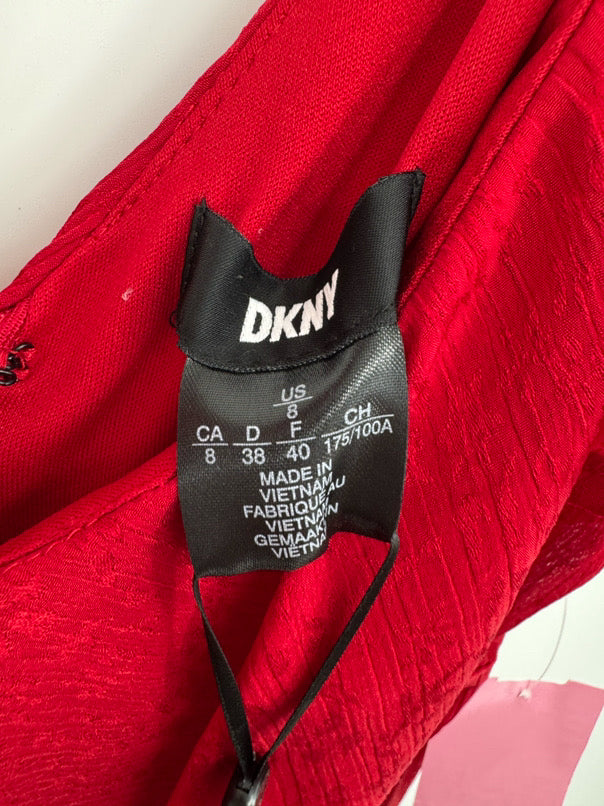 DKNY Size 8 Red Ruffle Maxi-Dress NWT
