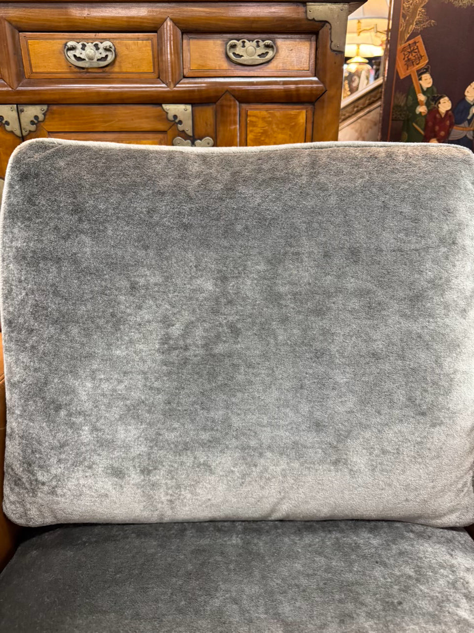 BAKER Brown & Green Coach Leather & Mohair Pair of Club Chairs