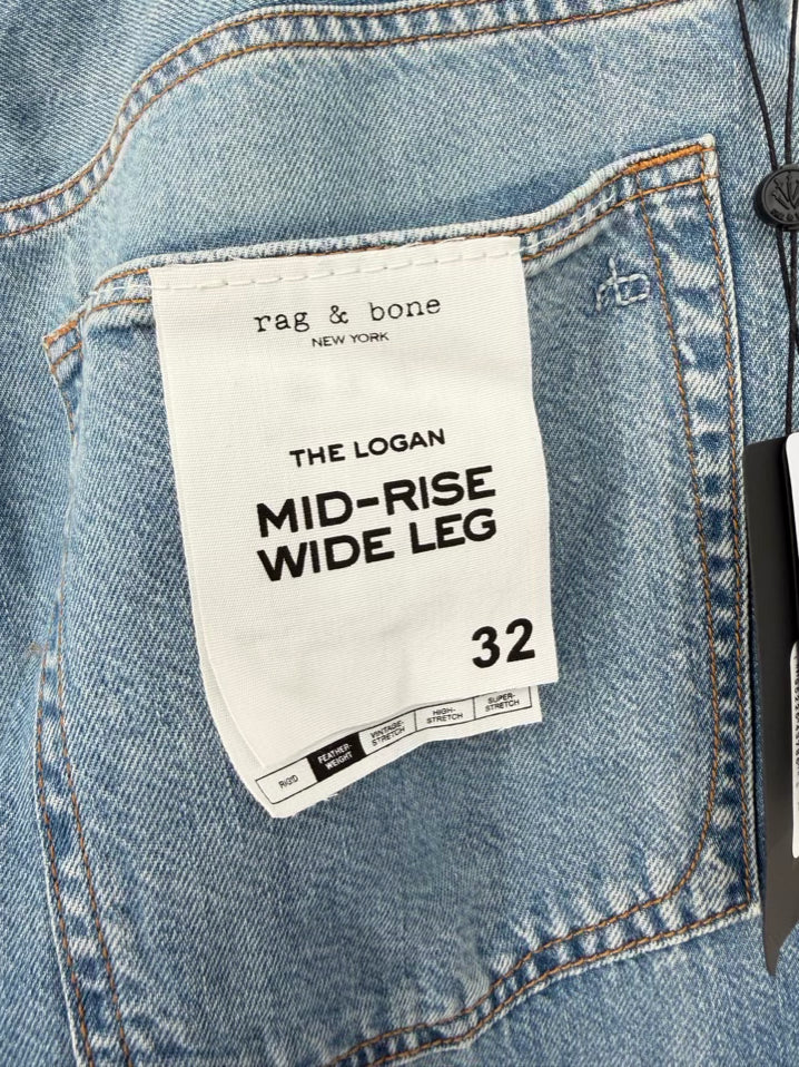 RAG & BONE Wmn's Size 32 Blue Denim Wide Leg Jeans NWT