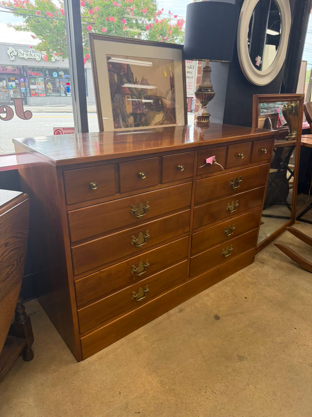 WANAMAKER Light Wood Dresser w/ Wood Mirror