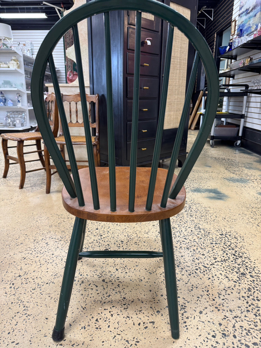 Brown & Green Wood Table & 4 Chairs w/ Leaf