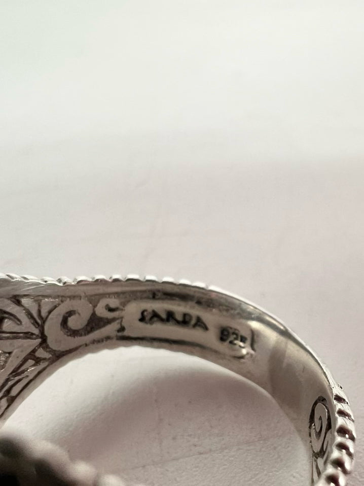 Sterling Silver Purple Stone Sarda Bali Ring