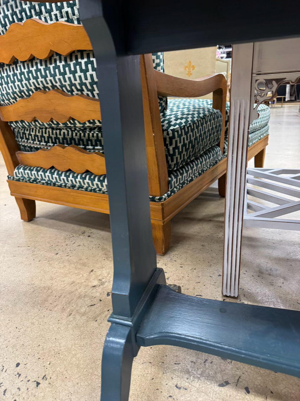 VINTAGE Blue Painted Wood Occasional Table w/ Dropleaf Sides