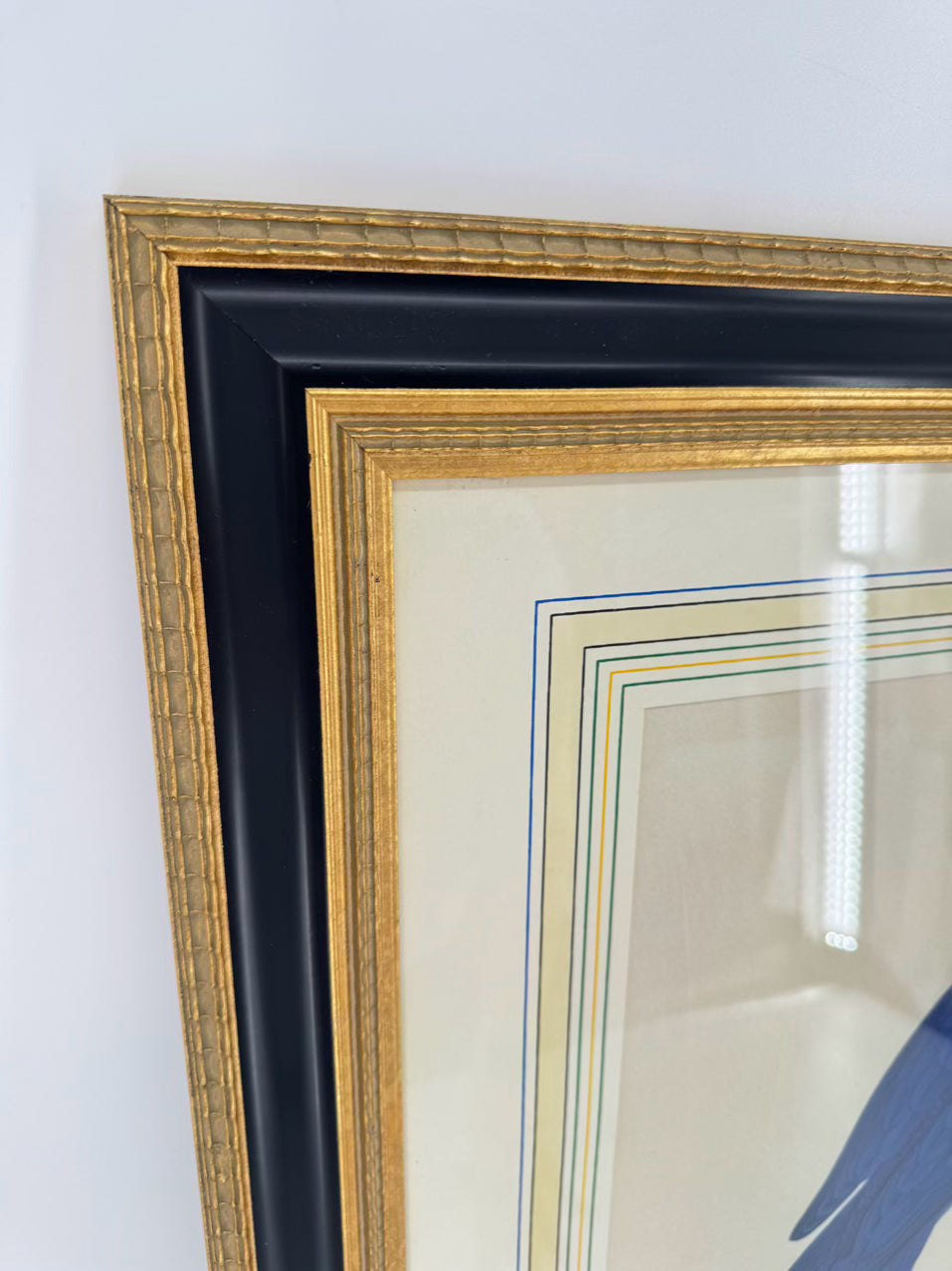 CHELSEA HOUSE SYD EDWARDS Blue Parrot Print in Gold & Black Frame