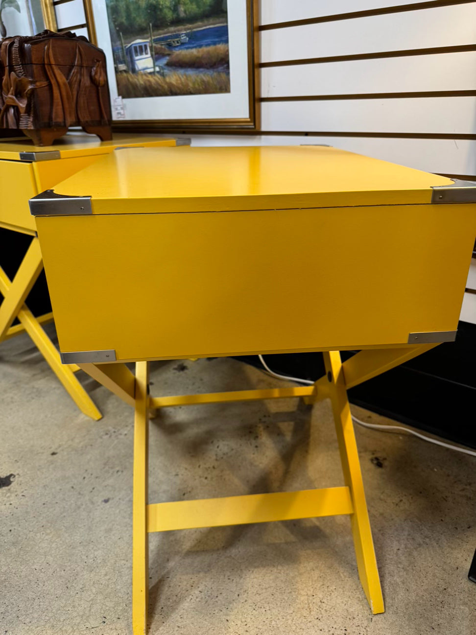 Yellow Wood End Table