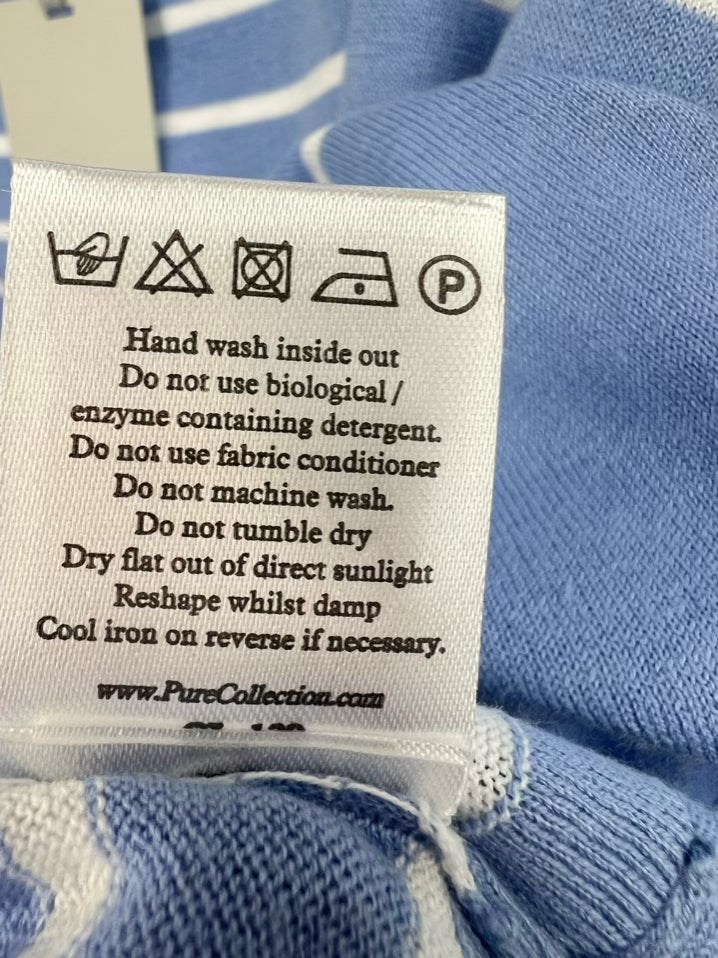 PURE COLLECTION Size 14/16 Blue & White Stripe Knit Top NWT