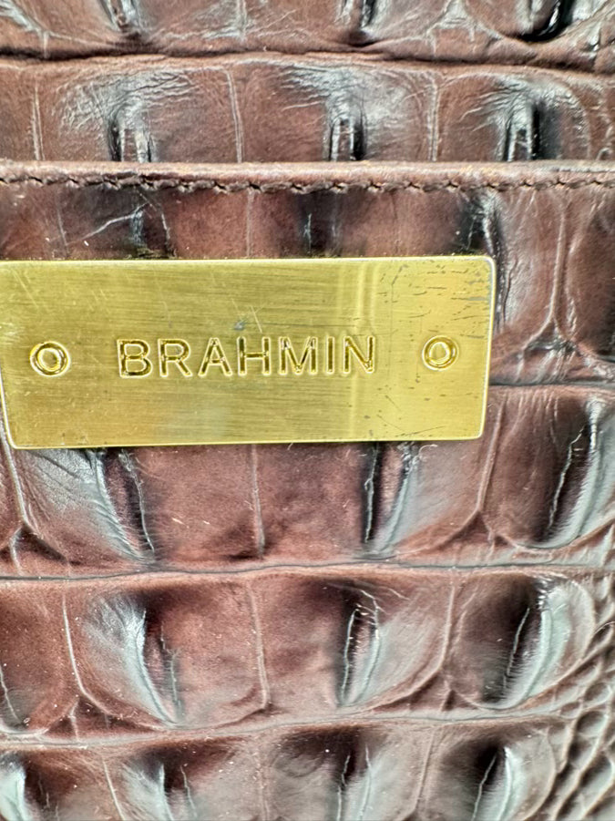 BRAHMIN Chocolate Embossed Leather Purse