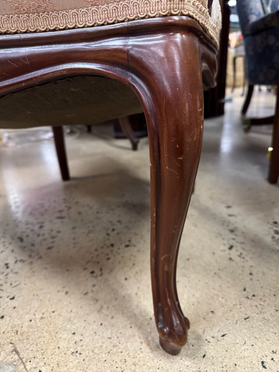 Wood Pink Upholstered French Chair