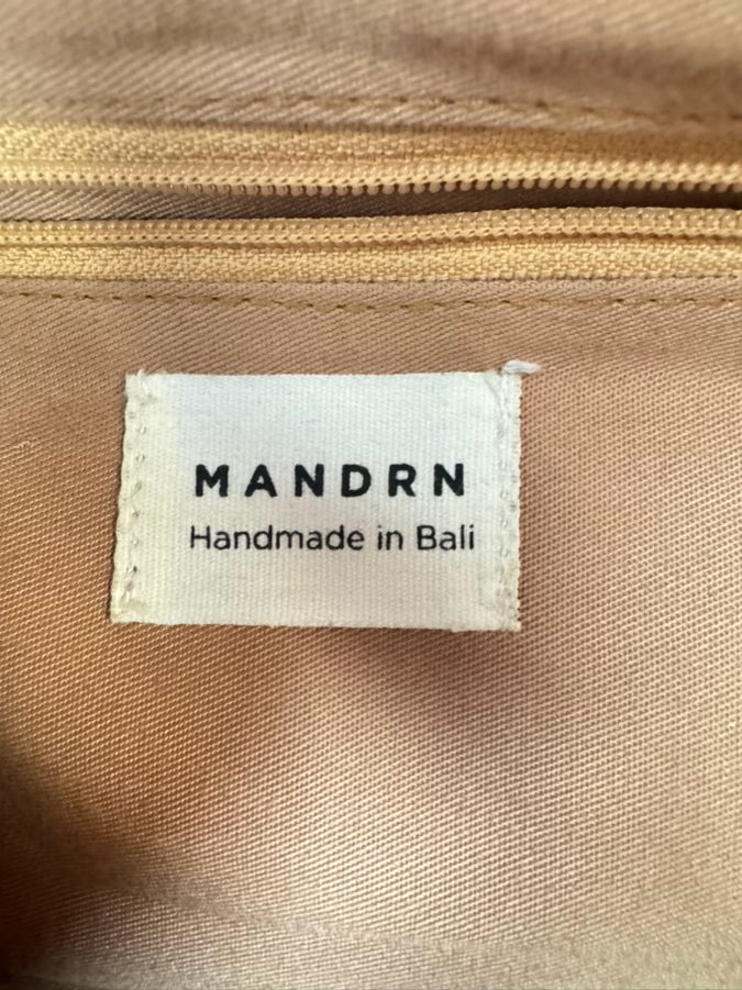 MANDRN Camel Woven Leather Fanny Pack