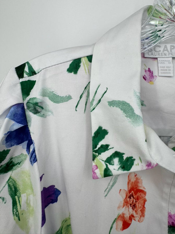 SCAPA Size M White & Multi-Color Floral Dress