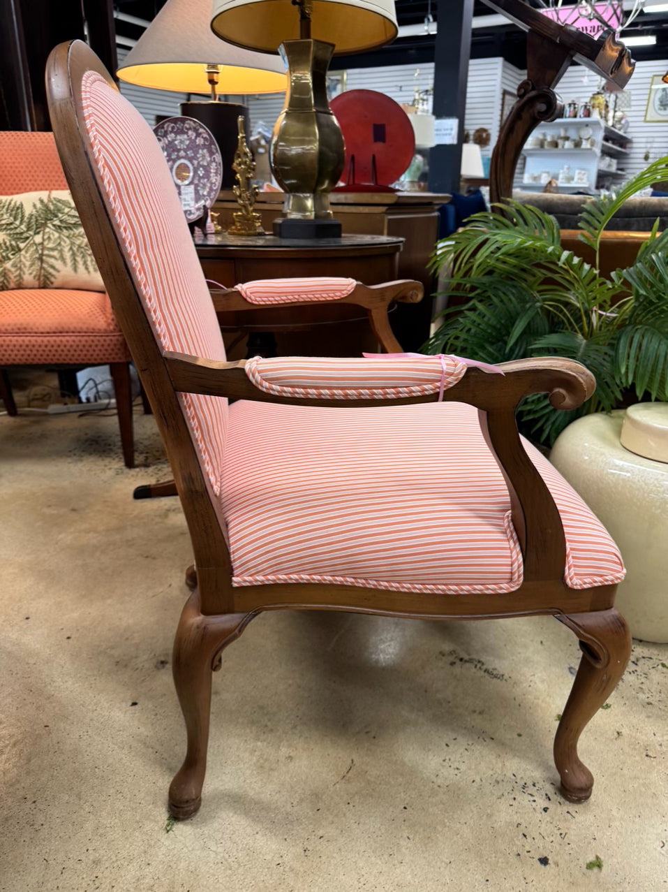 Orange & White Stripe Louis XV Chair