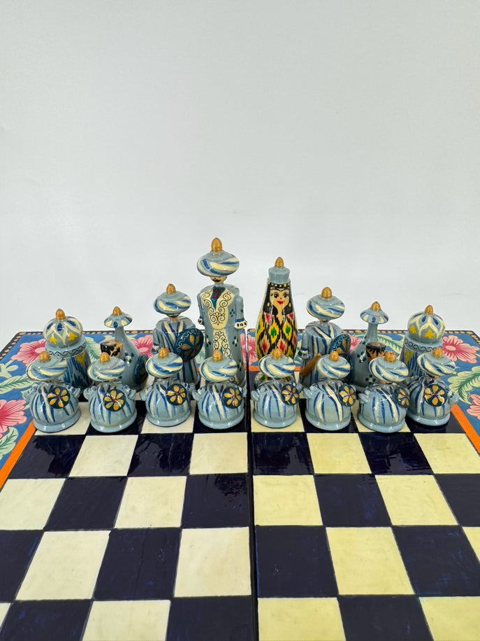 Handpainted Wood Folding Chess Board