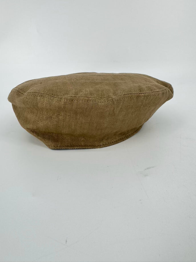 RALPH LAUREN PURPLE LABEL Gold & Brown Textile Newsboy Hat NWT
