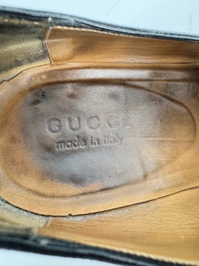 GUCCI Size 11 Black Leather Dress Shoes