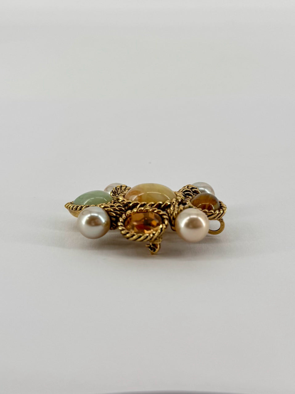 CINER Gold Tone Mixed Stones Brooch