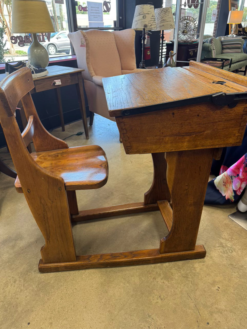 ANTIQUE Wood School Desk