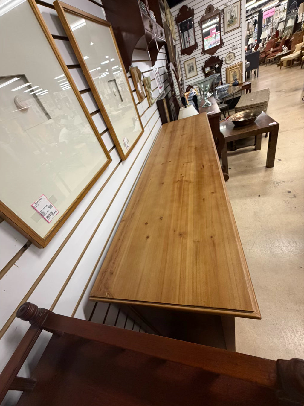Light Pine Bookcase w/ Glass Doors