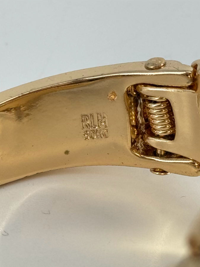 RLM SOHO Gold Tone Blue Stone Wire Wrapped Cuff Bracelet