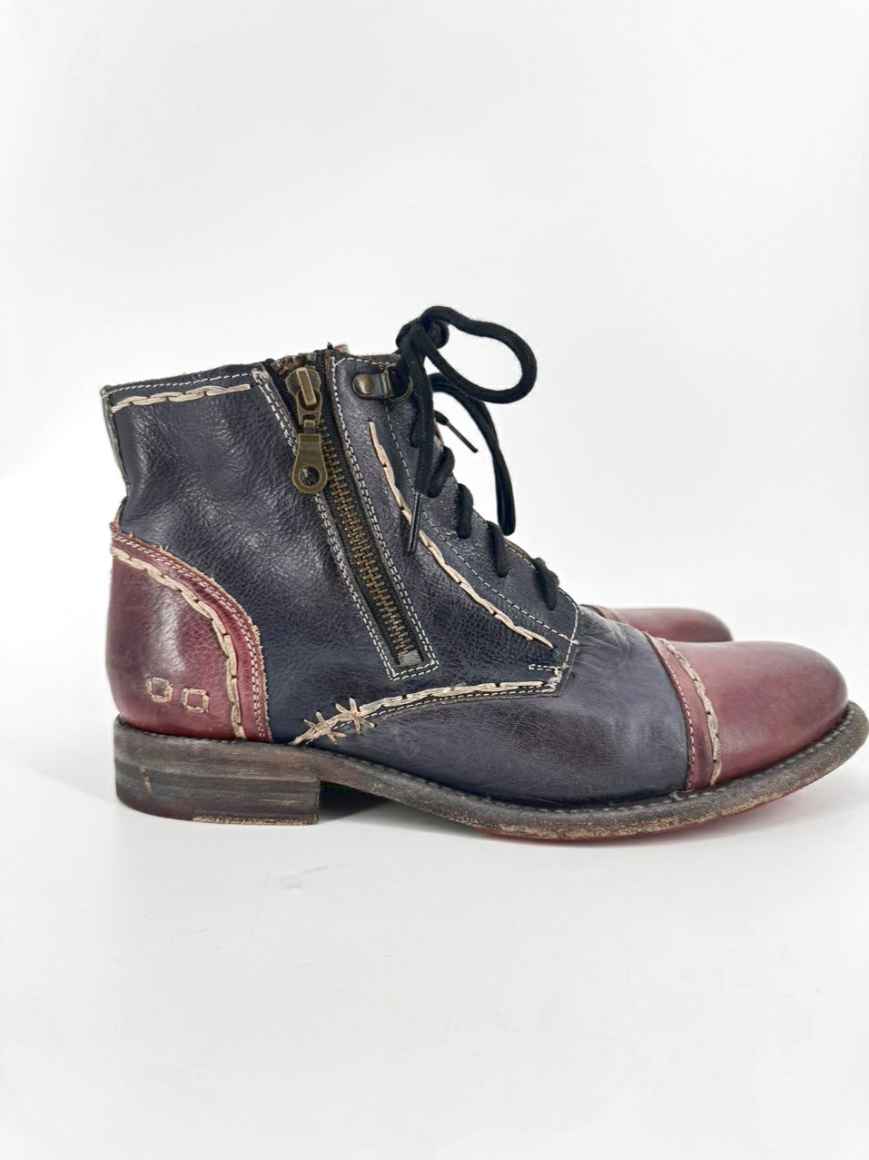 BED STU Size 9.5 Patchwork Leather Boots