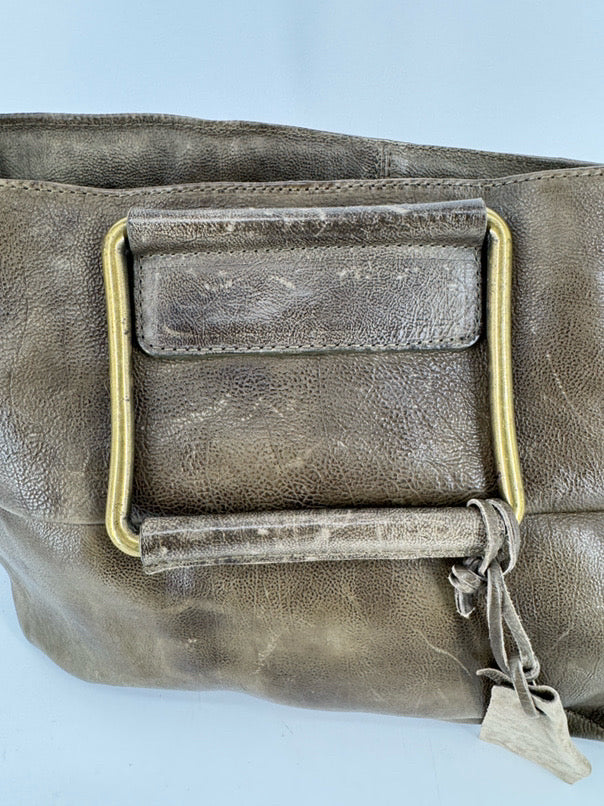 AS 98 Green Leather w/ Brass Hardware Purse