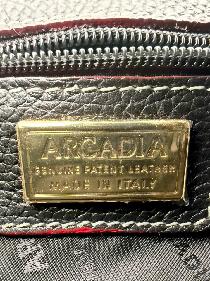 ARCADIA Patent Leather Black Monogram Purse