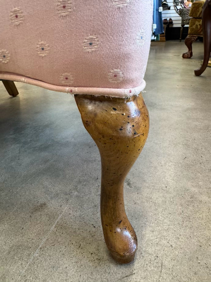 Pink Queen Anne Legs Wingback Chair