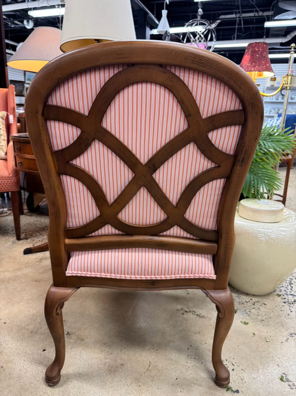 Orange & White Stripe Louis XV Chair