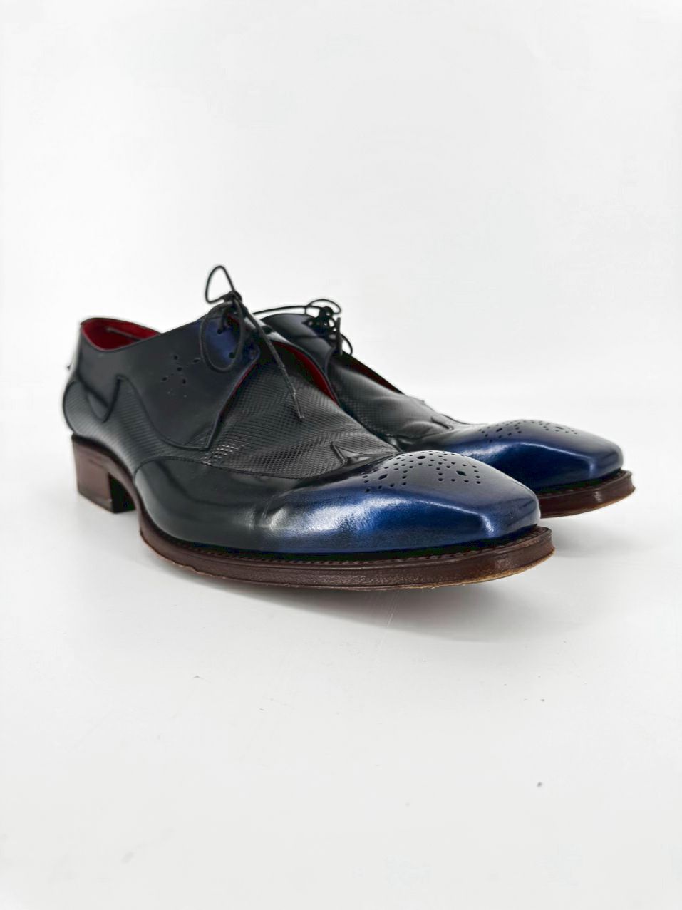 JEFFERY WEST Size 9.5 Blue & Black Leather 'Villain' Dress Shoes