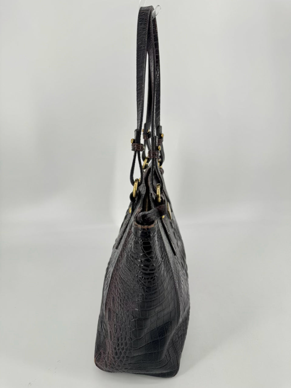 BRAHMIN Chocolate Embossed Leather Purse
