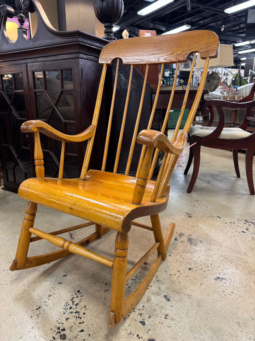 ANTIQUE Blonde Wood Rocking Chair
