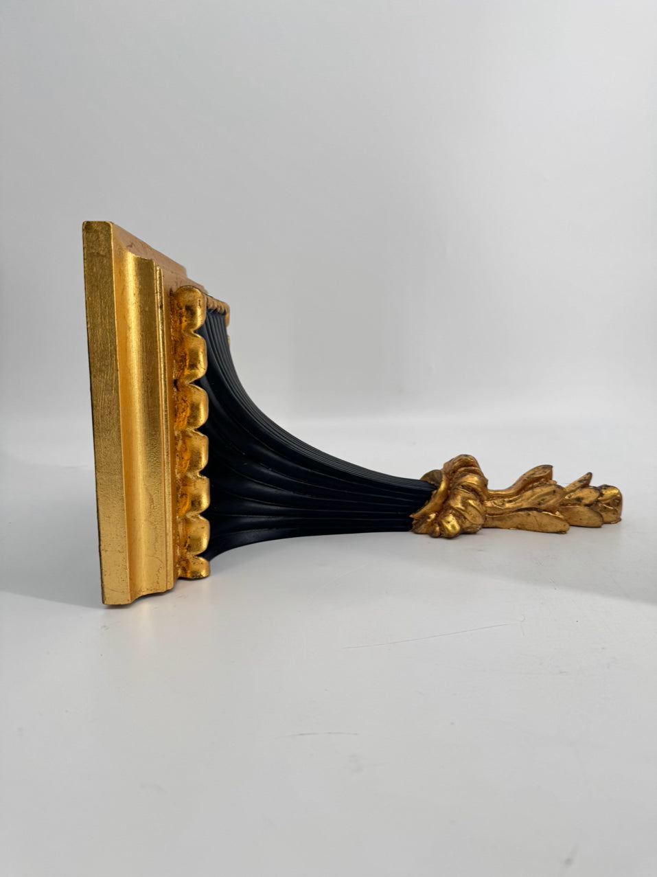 Black & Gold Wood Pair of Wall Brackets