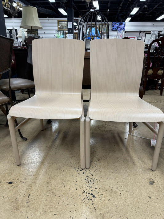 Light Wood Pair of Chairs