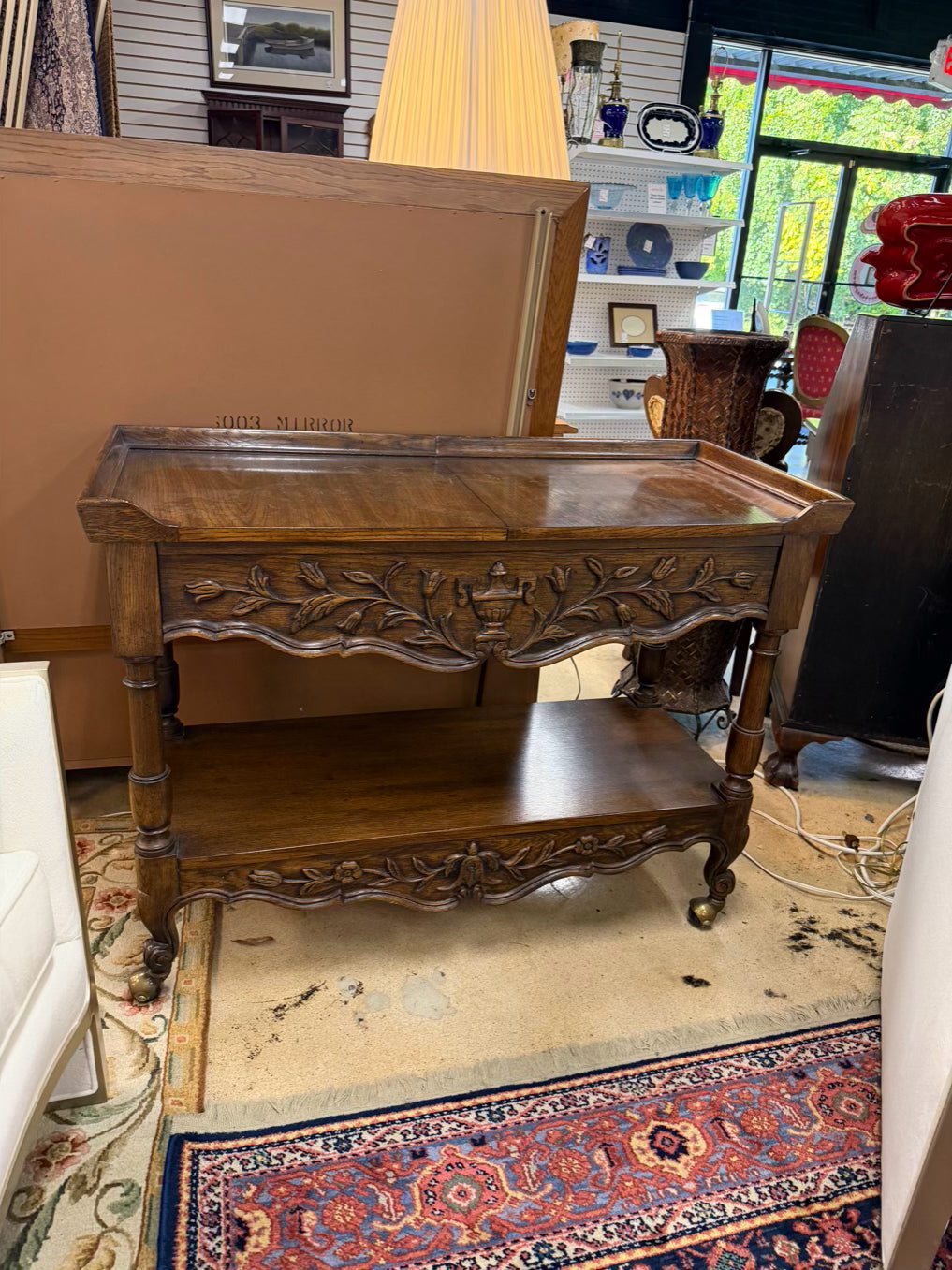 Wood Carved Server Table