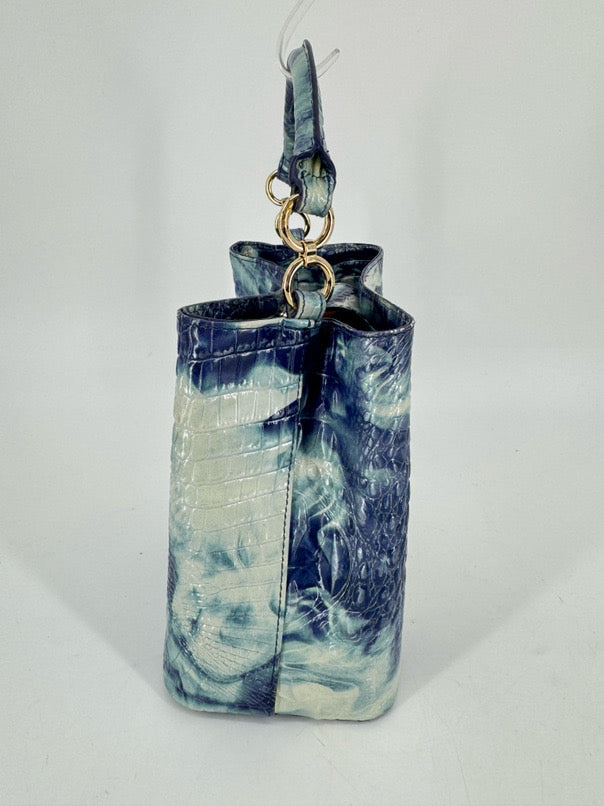 BRAHMIN Aqua Tie-Dye Embossed Leather Bucket Bag