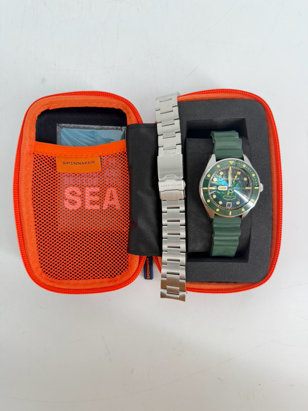 SPINNAKER Green Stainless Steel Automatic Watch w/ Extra Strap & Box