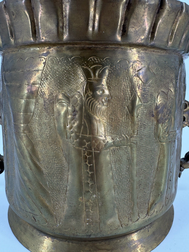 VINTAGE Brass Etched Planter