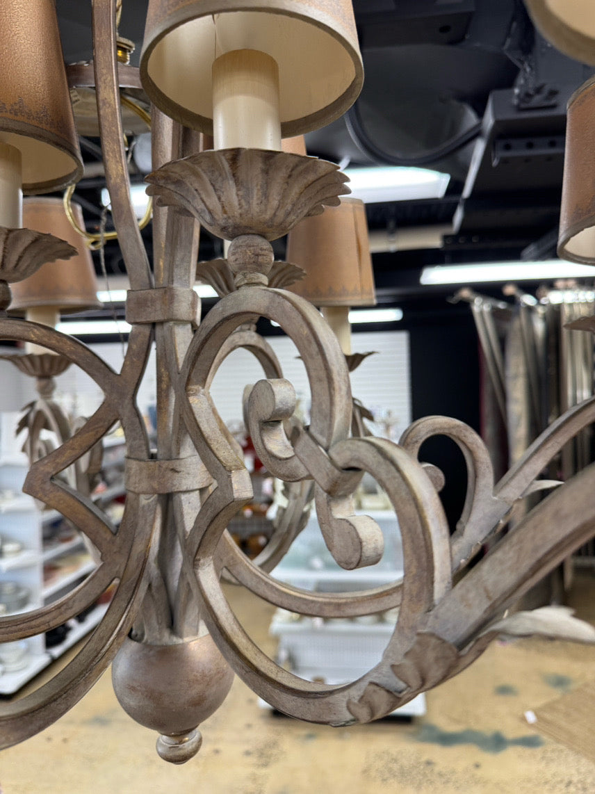 FINE ART LAMPS Taupe 2-Tier 6-Arm Chandelier