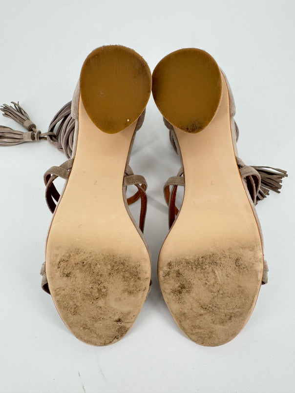 JEFFREY CAMPBELL Size 7 Gray Suede Despina Heels