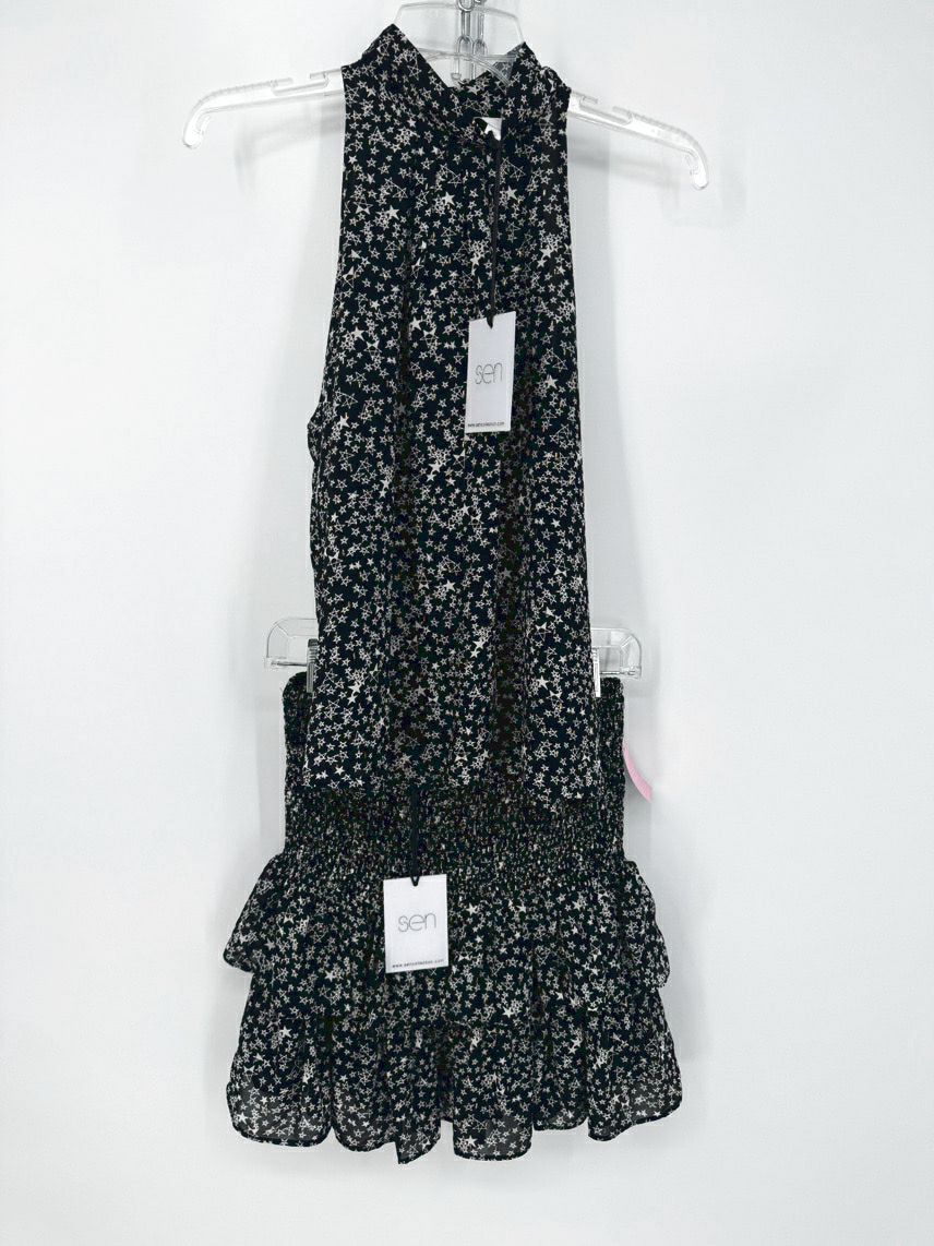 SEN Size XS Black Stars Skirt Set NWT