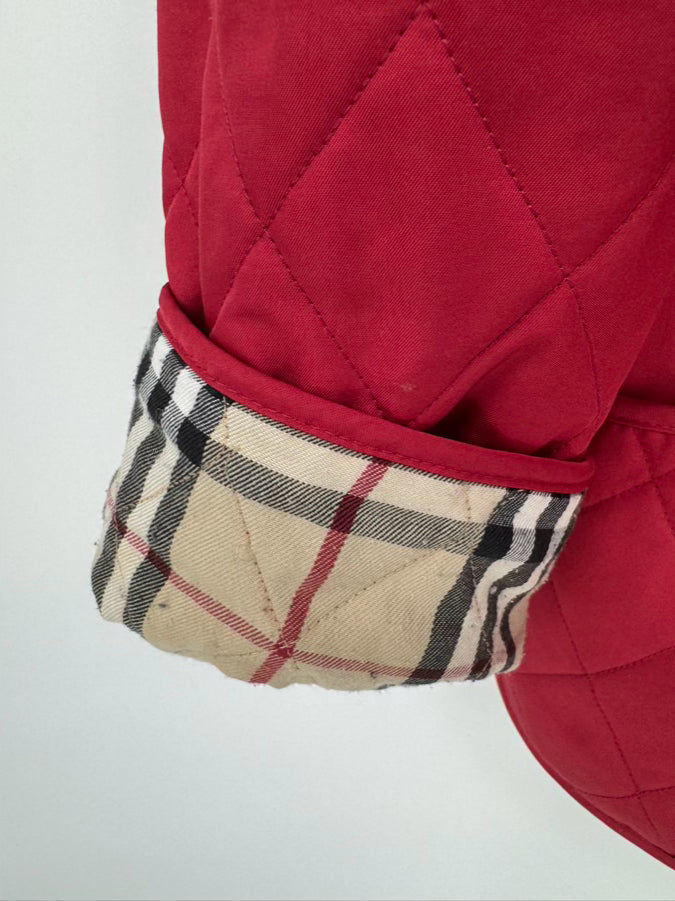 BURBERRY LONDON Size L Red Quilted Novacheck Jacket