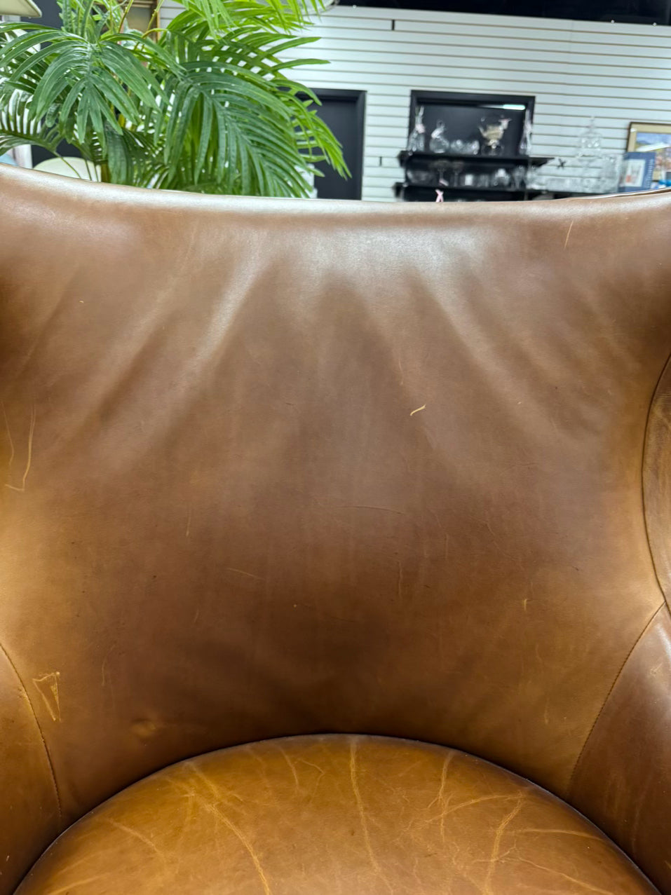 WILLIAMS SONOMA Caramel Leather Nailhead Pair of Chairs