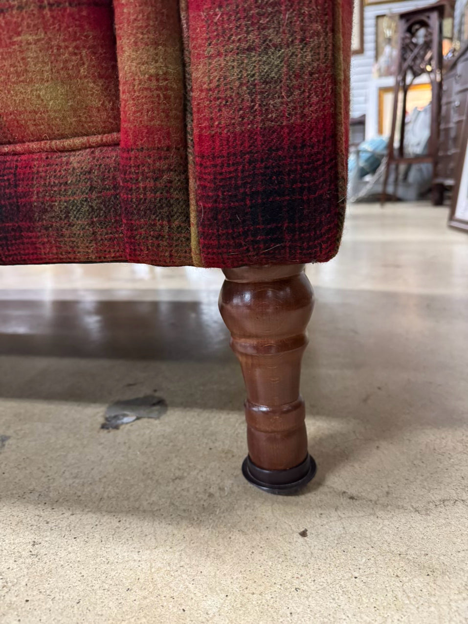 Red, Gold & Black Plaid Love Seat