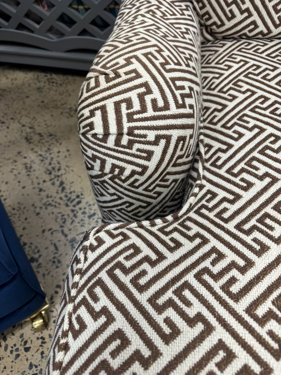 PEARSON Brown & White Geometric Chaise