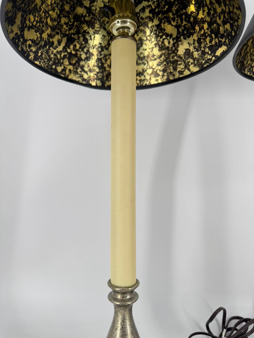 Brushed Silver Resin Pair of Buffet Lamps