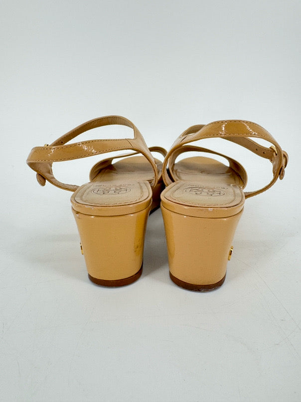TORY BURCH Size 8 Natural Patent Leather Platforms