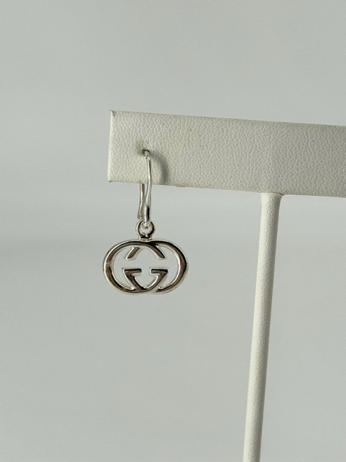 GUCCI STERLING SILVER Logo Earrings